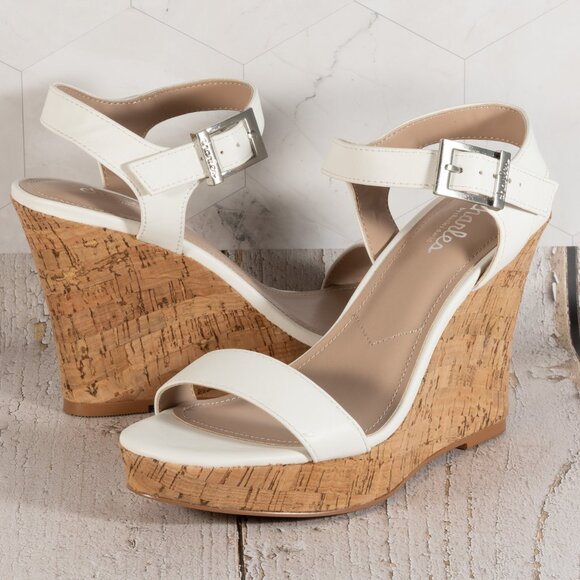 CHARLES by CHARLES DAVID Lindy Color White Cork Wedge Sandal Size 7 M - Picture 6 of 12